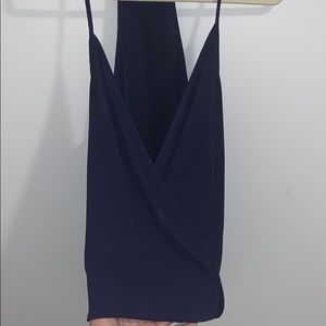 Navy Blue Low Cut Blouse